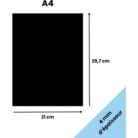 Plaque A4 verre acrylique noir 4 mm - Taille AA (21 x 29,7 cm) - Verre synthétique - Plaque PMMA XT - Plexiglass
