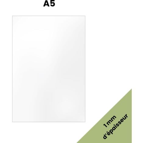 Plaque A5 verre acrylique transparent 1 mm - Taille A5 (21 x 14,8 cm) - Verre synthétique - Plaque PMMA XT - Plexiglass