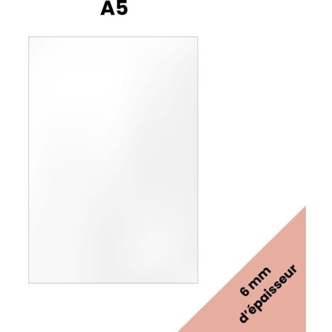Plaque A5 verre acrylique transparent 6 mm - Taille A5 (21 x 14,8 cm) - Verre synthétique - Plaque PMMA XT - Plexiglass