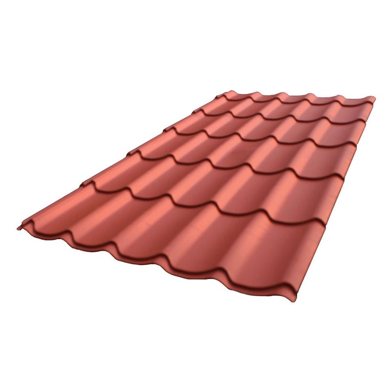 Plaque acier galvanisé laqué mat aspect tuile l 1,95 m / l 1,04 m - Coloris - Brun rouge mat, Largeur - 1,04 m, Longueur - 1,95 m