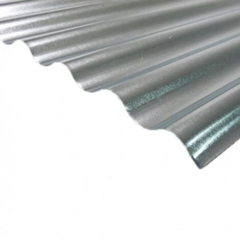 Plaque acier galvanisé petites ondes - Coloris - Gris, Largeur totale de la plaque - 90cm, Longueur totale de la plaque - 2.5m