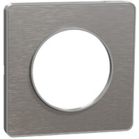 Plaque Alu Brossé 1 Poste Schneider Odace Touch Matière avec liseré - blanc OU alu
