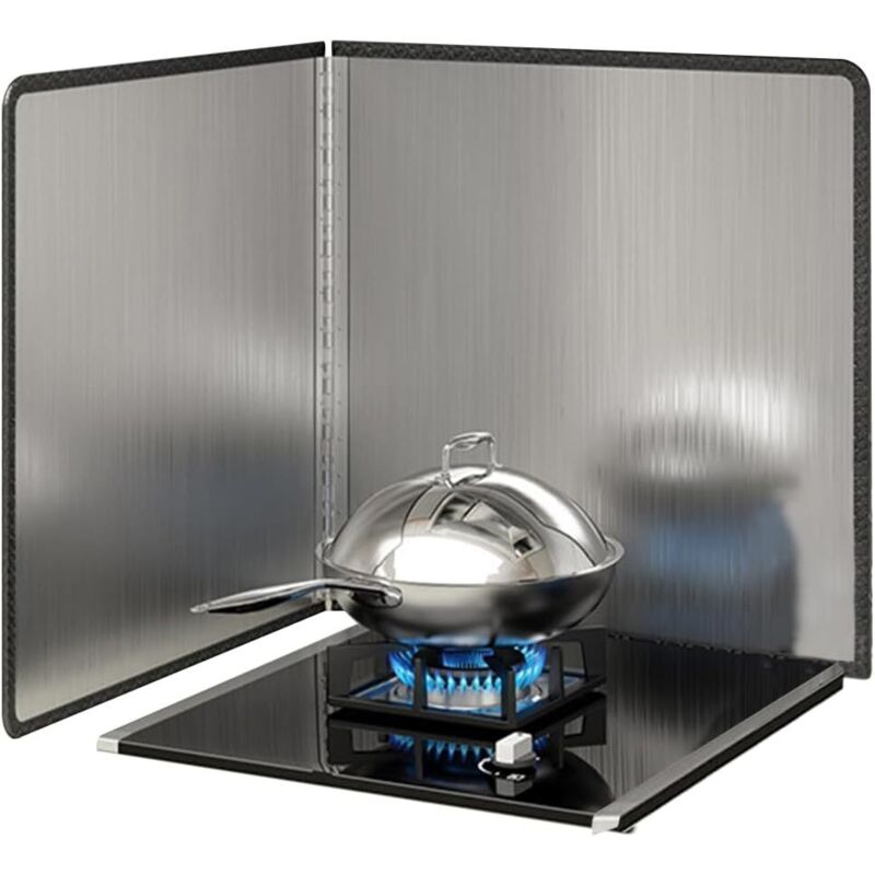 Plaque anti-projections,Cuisine Pliable Protection D'écran Anti-éclaboussures, Acier Inoxydable evêtement,nettoyage facile Protection anti-graisse