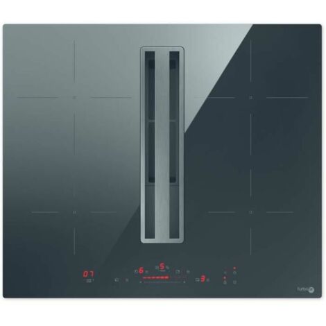 Plaque aspirante induction 60cm – 4 foyers – Puissance 7400W – Avec booster et minuteur – Hotte intégrée pour cuisine moderne – Turboair