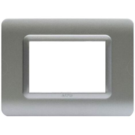 Plaque Ave Sistema 44 Tecnopolymer 3 modules argent mat 44PY03AO