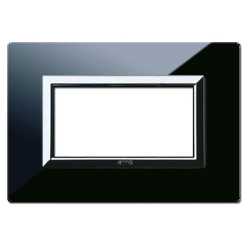 Plaque AVE Vera Système 44 en Verre 4 modules noir absolu 44PV4NAL