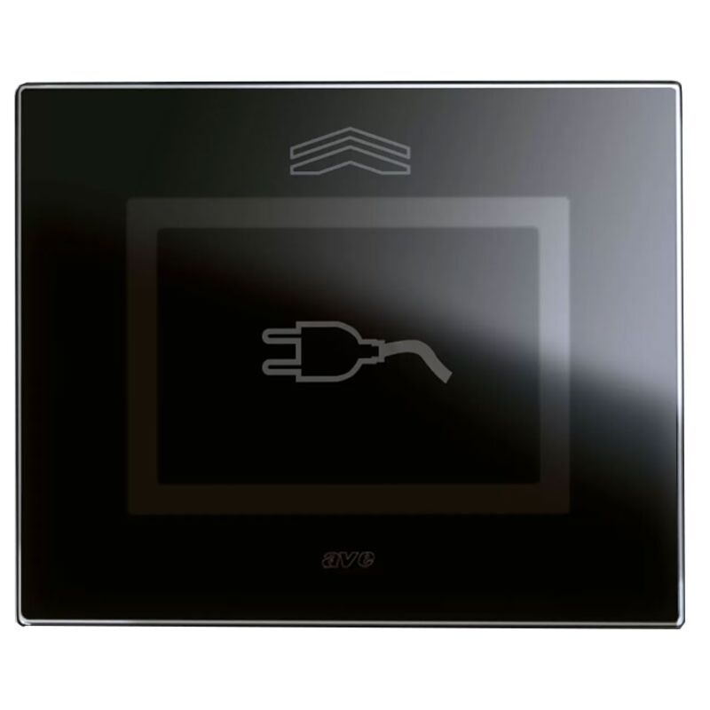 Plaque coulissante AVE Touch en verre 3 modules pour prises Système 44 finition noire brillante 44PVTCS3NA