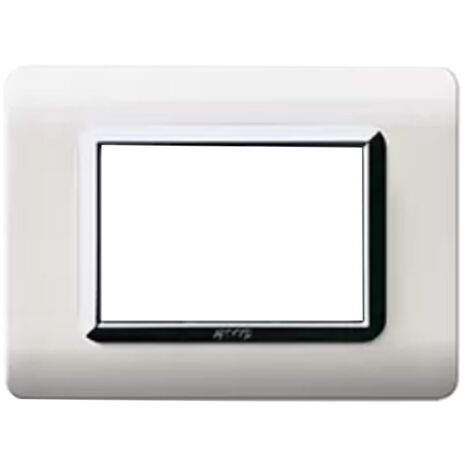 Plaque  Ave Technopolymère Système 44 blanc chromé cadre 3 modules 44PY03BLC