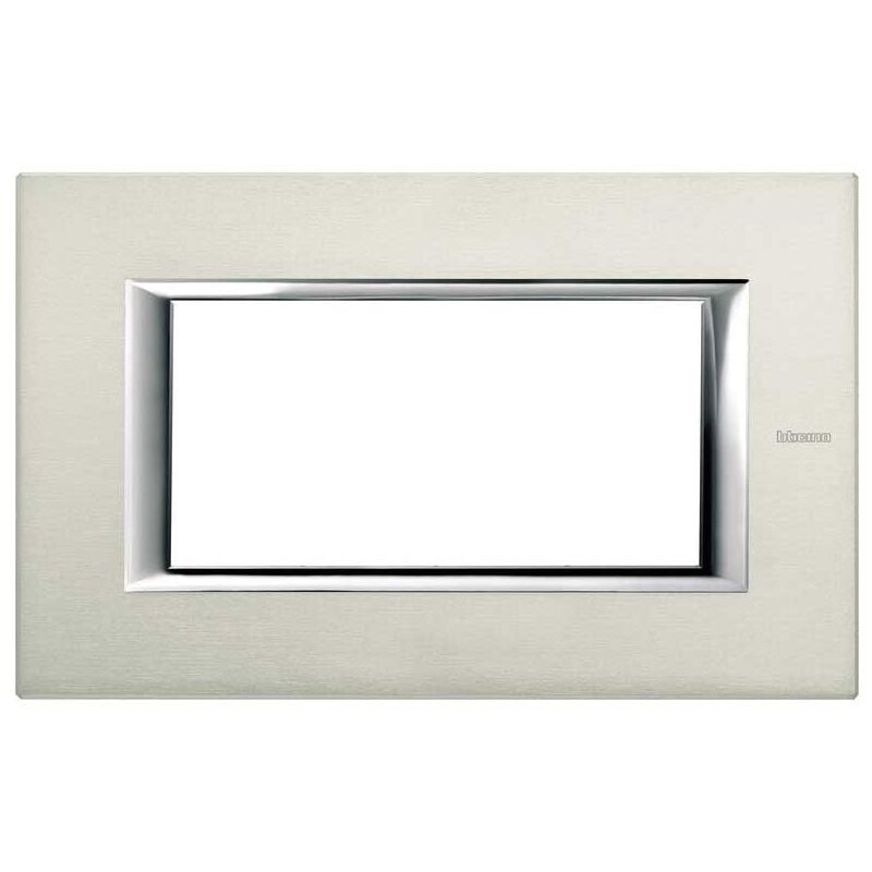 Bticino Axolute Plaque 4 Modules Aluminium Brossé HA4804XC
