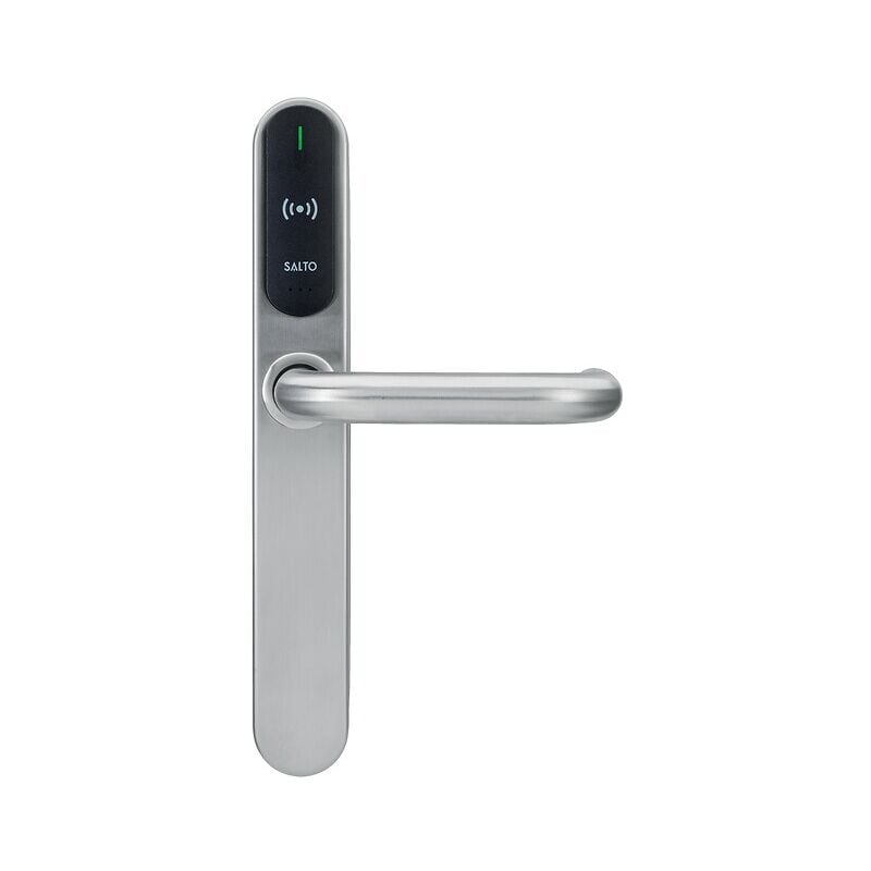 Salto - Plaque béquille XS4 Original+ tête de lecture noire passage 1/2 cyl.ext ea 70 finition inox mat Ep porte 32/47 carré 7