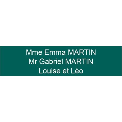 Plaque boite aux lettres format Edelen 99x24mm 1 ligne vert pomme lettres blanches