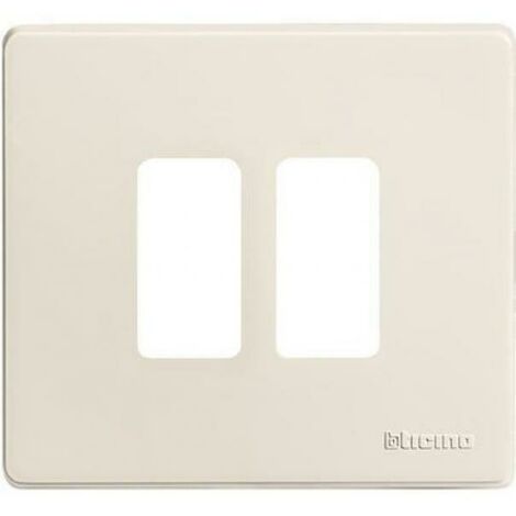 Plaque Bticino 2 places résine pour boîte ronde série MAGIC ivoire 500/2/R