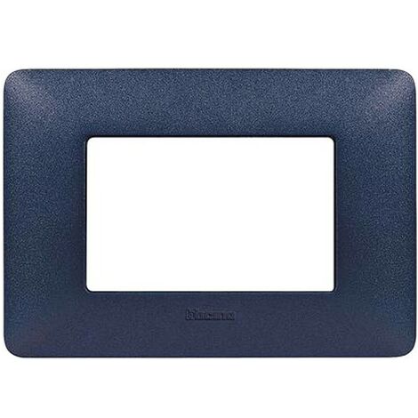 Plaque Bticino Matix 3 modules bleu mercure AM4803TBM