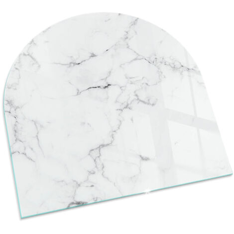 Plaque Carrée de protection de sol en verre pour cheminée ou poêle moderne anti-chaleur et étincelles Motif marbré avec veines 100x100 cm