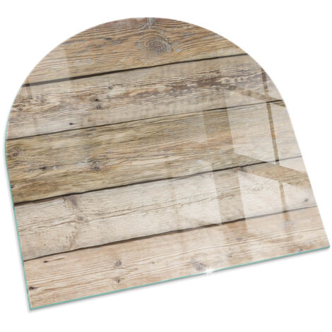 Plaque Carrée de protection de sol en verre trempé pour cheminée ou poêle à bois pare-feu contre les étincelles Texture de planches de bois 100x100 cm