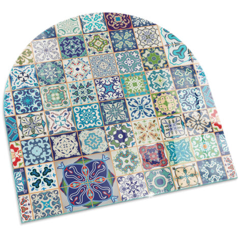 Plaque Carrée en verre trempé décorative de sol avec impression sous cheminée Motifs mosaïques sur carreaux 100x100 cm
