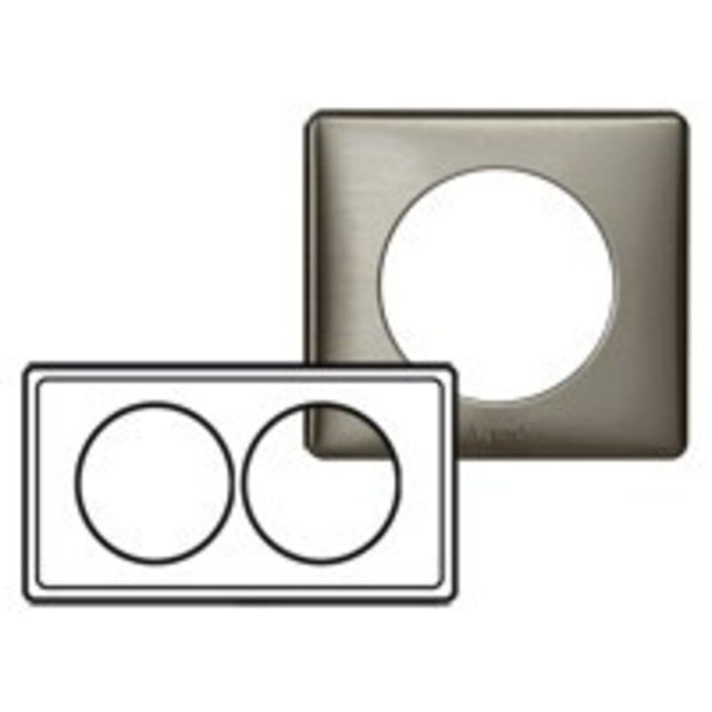 Plaque Céliane Métal 2 postes pour rénovation entraxe 57mm finition Tungstène (068978)