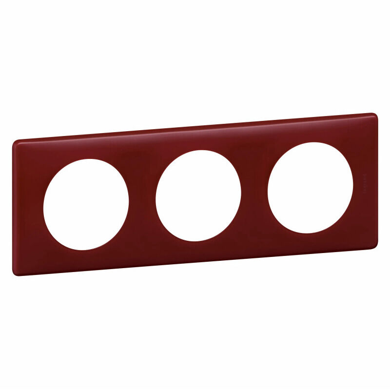 Legrand - Plaque Céliane Poudré 3 postes finition Bordeaux (066753)