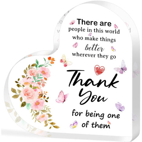 Plaque cœur acrylique déco bureau, cadeau remerciement femme, idée cadeau appréciation salariée, présent inspirant pour infirmière, patronne, professeure, cadeau Noël - 8.5x8.5x1cm