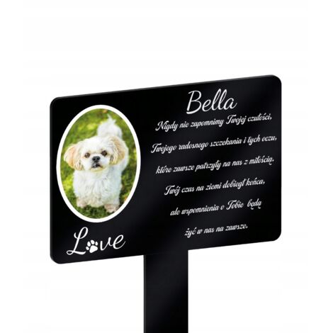 Plaque commémorative avec photo pour la tombe du chien, bougie personnalisée