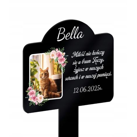 Plaque commémorative avec photo pour la tombe d'un chat, bougie personnalisée