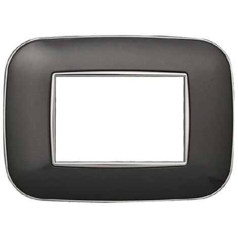 Plaque compatibles Bticino Axolute 3 modules plastique couleur acier graphite foncé Orbis série Moon Ettroit AN91307