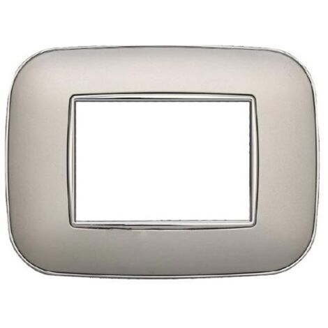 Plaque compatibles Bticino Axolute 3 modules plastique couleur argent Orbis série Moon Ettroit AN91306