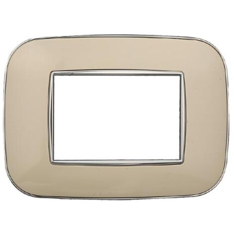 Plaque compatibles Bticino Axolute 3 modules plastique couleur sable Orbis série Moon Ettroit AN91309