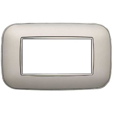Plaque compatibles Bticino Axolute 4 modules plastique couleur argent Orbis série Moon Ettroit AN91406