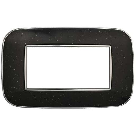 Plaque compatibles Bticino Axolute 4 modules plastique couleur noir brillant Orbis série Moon Ettroit AN91424