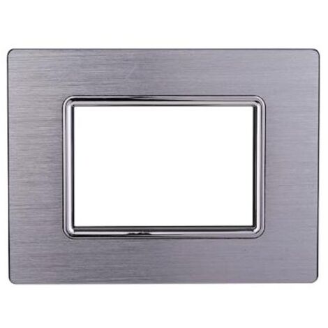 Plaque compatibles Bticino Livinglight 3 modules aluminium couleur argent brillant satiné