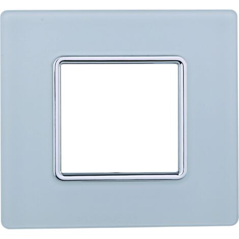 Plaque compatibles Bticino Matix 2 modules verre couleur blanc