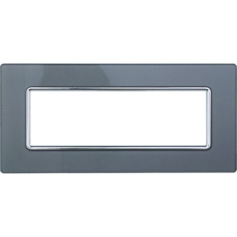 Plaque compatibles Bticino Matix 6 modules verre couleur argent