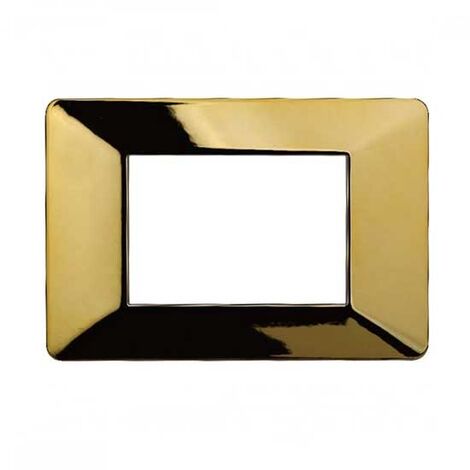 Plaque Série Starlight 3 Modules En Verre Et Or - Compatible Vimar Plana, Neuf