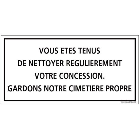 PLAQUE CONCESSION ABANDONNÉE CIMETIÈRE (G1610). Plastique PVC 1,5 mm .  - Plastique PVC 1,5 mm