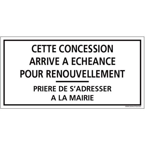 PLAQUE CONCESSION CIMETIÈRE (G1607). Plastique PVC 1,5 mm .  - Plastique PVC 1,5 mm