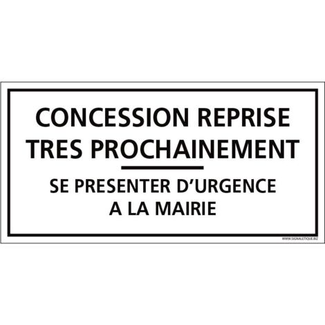 PLAQUE CONCESSION CIMETIÈRE (G1618). Plastique PVC 1,5 mm .  - Plastique PVC 1,5 mm