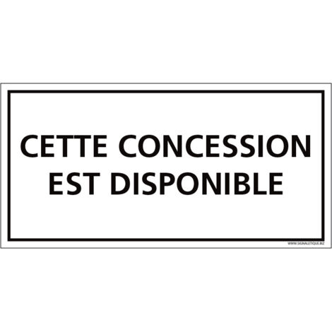 PLAQUE CONCESSION DISPONIBLE CIMETIÈRE (G1616). Plastique PVC 1,5 mm .  - Plastique PVC 1,5 mm