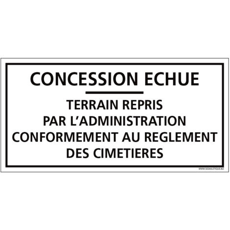 PLAQUE CONCESSION ECHUE CIMETIÈRE (G1606). Plastique PVC 1,5 mm .  - Plastique PVC 1,5 mm