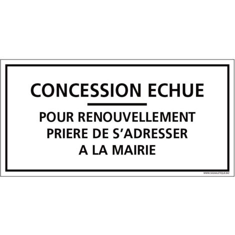 PLAQUE CONCESSION ECHUE CIMETIÈRE (G1609). Plastique PVC 1,5 mm .  - Plastique PVC 1,5 mm