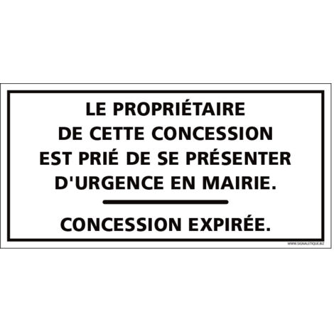 PLAQUE CONCESSION EXPIRÉE CIMETIÈRE (F0441). Plastique PVC 1,5 mm .  - Plastique PVC 1,5 mm