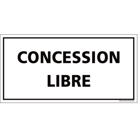 PLAQUE CONCESSION LIBRE CIMETIÈRE (F0444). Plastique PVC 1,5 mm .  - Plastique PVC 1,5 mm