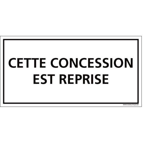 PLAQUE CONCESSION REPRISE CIMETIÈRE (G1615). Plastique PVC 1,5 mm .  - Plastique PVC 1,5 mm