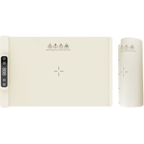 Plaque/coussin chauffant isolant en silicone de qualité alimentaire, 5 réglages de température, minuterie de 1 à 4 heures (blanc cassé)