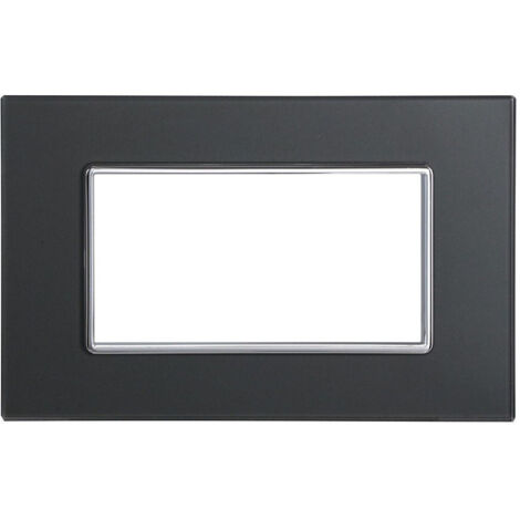 Plaque Cristal 3 4 6 M Effet Verre Acier Foncé Compatible Avec Bticino Axolute