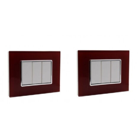 Plaque Cristal 3 4 6m Effet Verre Rouge Pompéien Compatible Avec Bticino Axolute