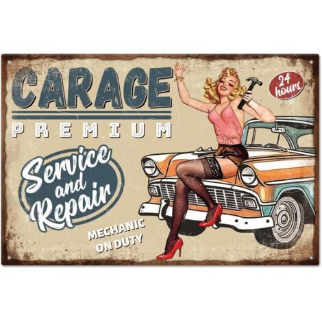 Plaque d'art en étain métallique vintage, Affiche, Décoration murale rétro de garage, Service de réparations, Peinture en étain, Plaques 20x30 cm pour la décoration de bar à la maison, café