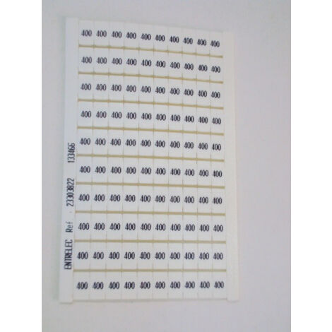 Plaque de 100 repéres blanc chiffre 400 noir 400X1000mm RC610 ABB 1SNA233038R2200