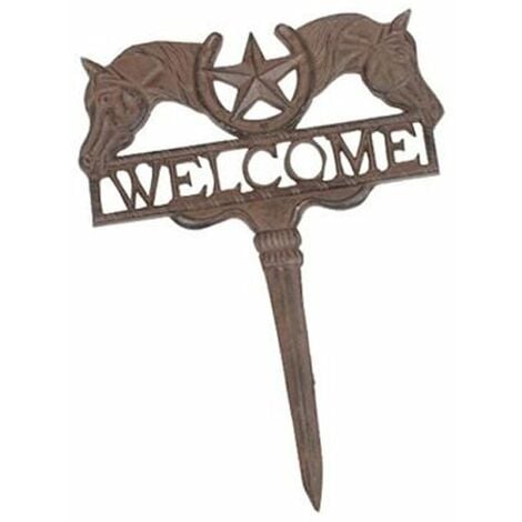 Plaque de bienvenue pour jardin en métal lourd