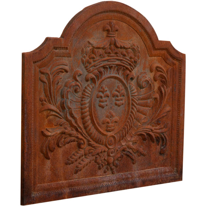 Plaque en fonte Fronton avec emblème pour cheminée Panneau de cheminée Pare-étincelles Grille de protection Sauve sol et mur